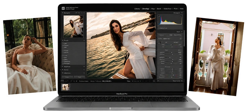Fotógrafo editando imagens no Lightroom